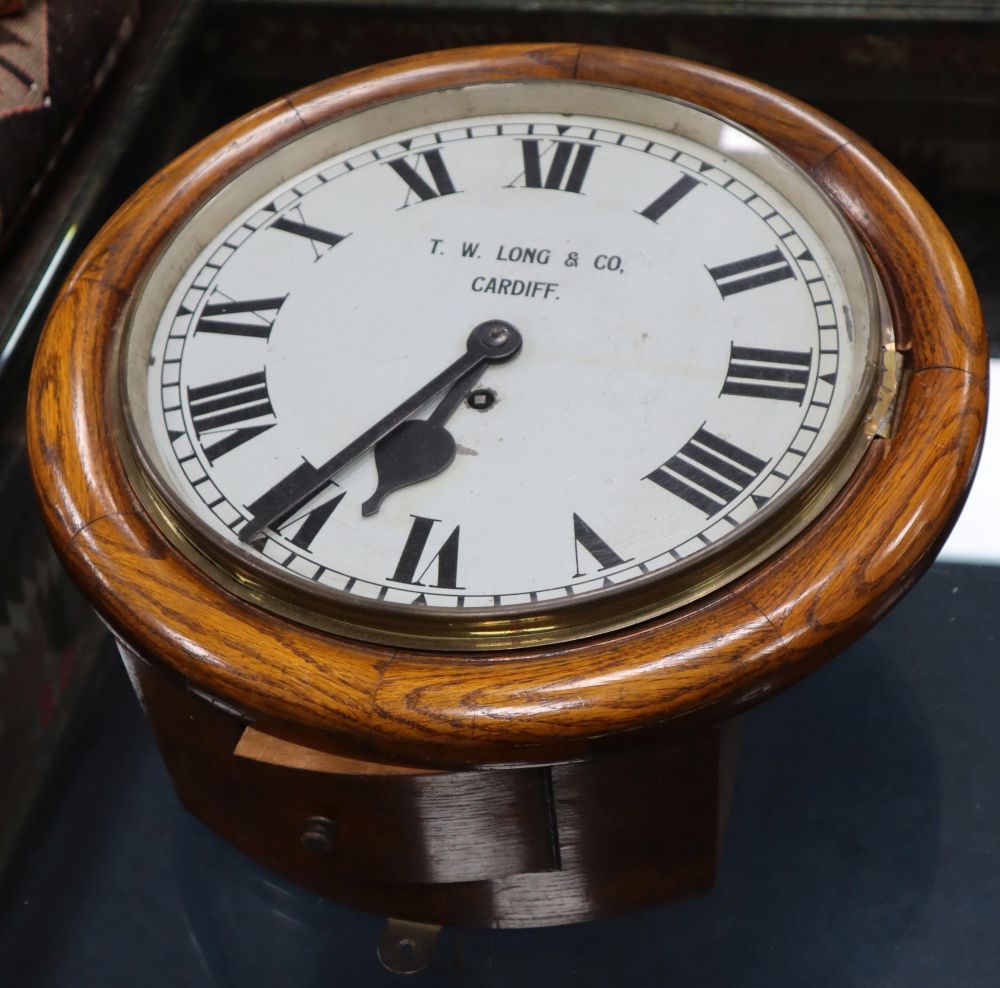 A T. W. Long & Co. Cardiff wall clock, 39cm